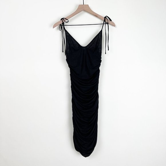 Aritzia Wilfred Winona Mini Slip Dress Sexy Sheer Mesh Draped Sleeveless Fun LBD - Picture 13 of 14